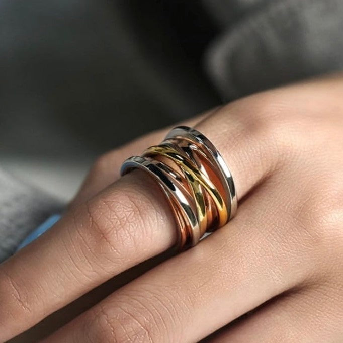 TANGLED RING-ring-Masi Jewelry-Tri-Color-6-Masi Jewelry